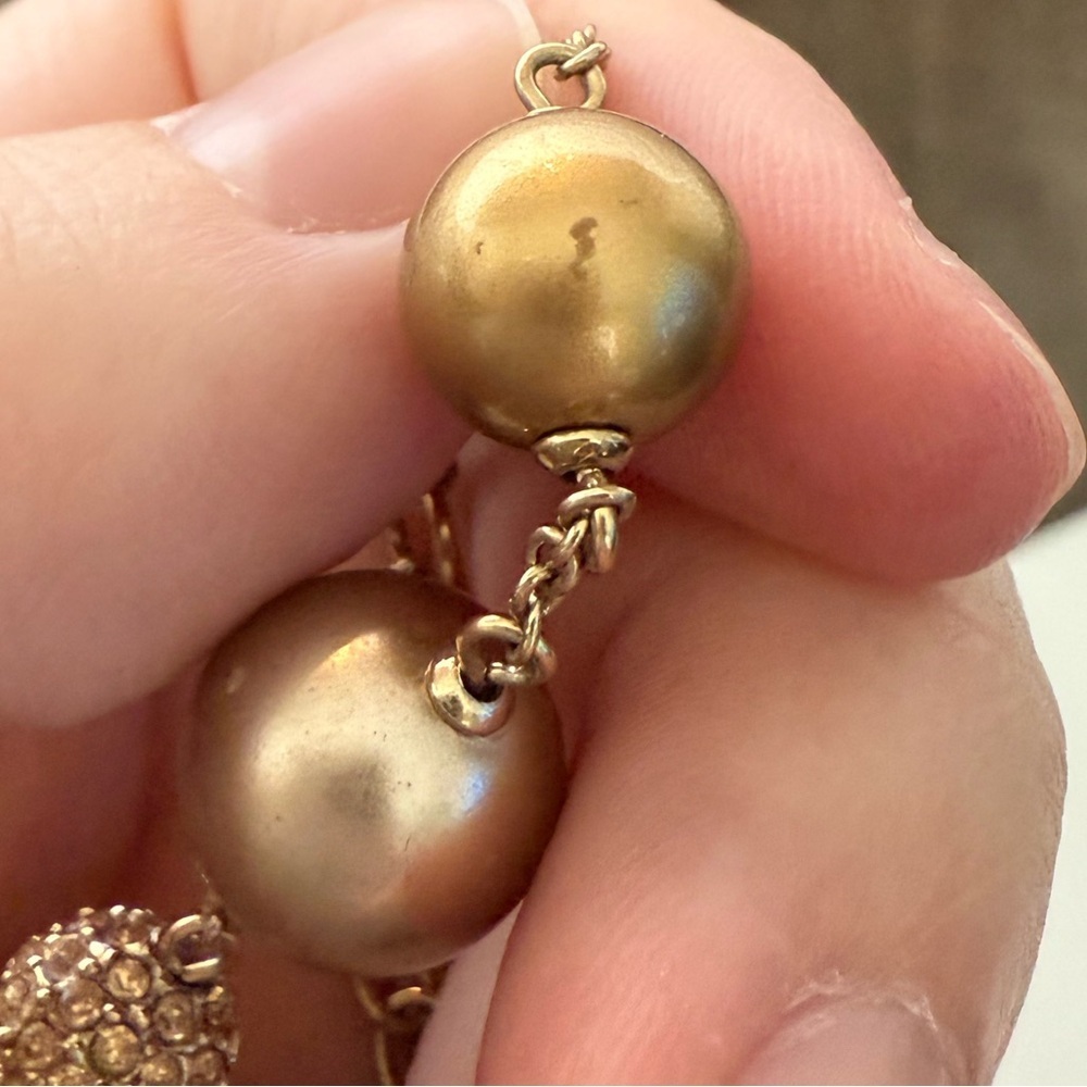 Y2K Carolee Gold-Tone Pearl & Crystal Bead Necklace - Picture 13 of 14